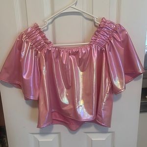 Queen of Sparkles Pebble Flutter Pink Top